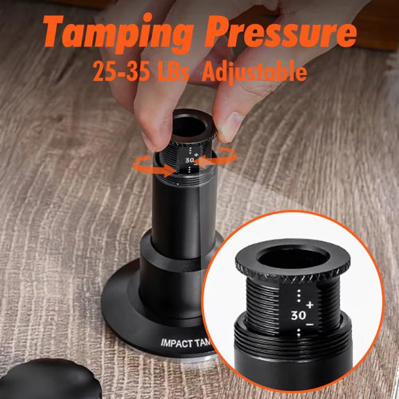 53mm Adjustable Impact Coffee Tamper with Threaded Base Spring-Loaded Espresso Tamper Tool