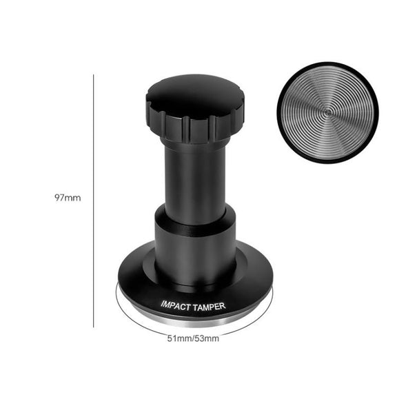 53mm Adjustable Impact Coffee Tamper with Threaded Base Spring-Loaded Espresso Tamper Tool