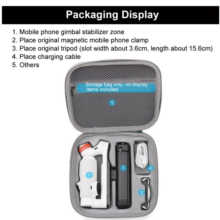For Insta360 Flow Smartphone Gimbal Stabilizer BKANO Shoulder Bag Water-resistant Portable Storage Case(Gray)