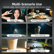 For DJI Action 5 Pro/ Action 4 Flymile 20 LEDs Magnetic Fill Light Rechargeable Video Light 3000K/4440K/8700K Adjustable(Black)