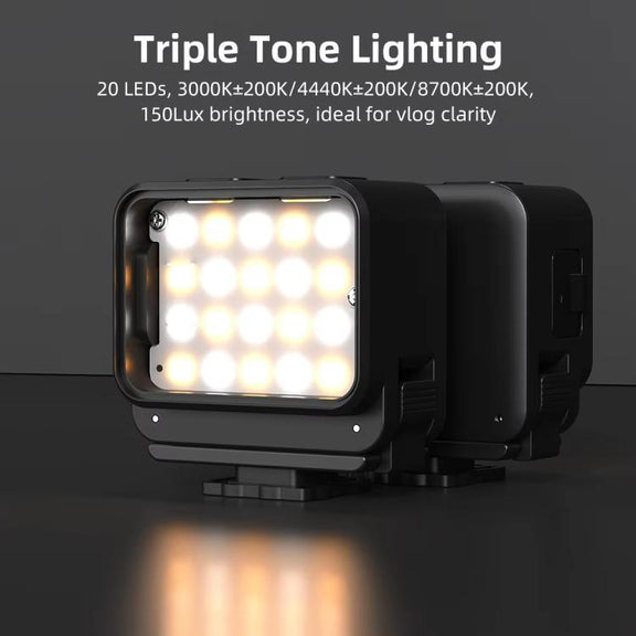 For DJI Action 5 Pro/ Action 4 Flymile 20 LEDs Magnetic Fill Light Rechargeable Video Light 3000K/4440K/8700K Adjustable(Black)