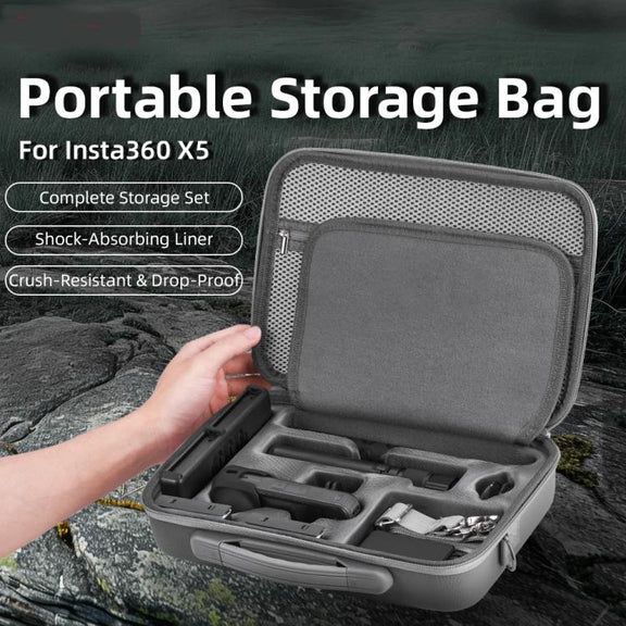 For Insta360 X5 Flymile All-in-One Storage Shoulder Bag Durable PU + Lycra Material Carrying Case(Gray)