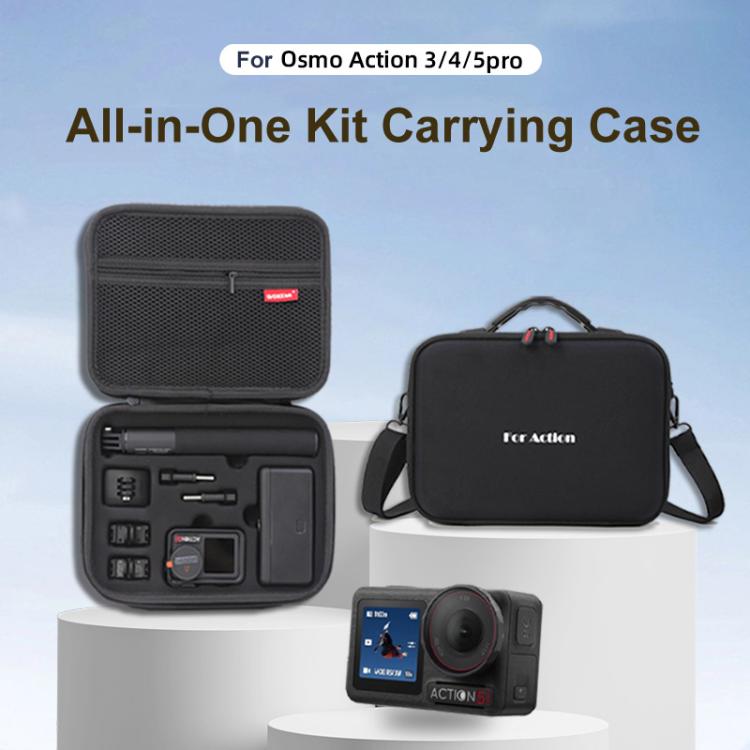 Carrying Case For DJI Action 5 Pro /Action 4 / Action 3 All-in-One Kit Durable Shoulder & Hand Carry Bag(Black)