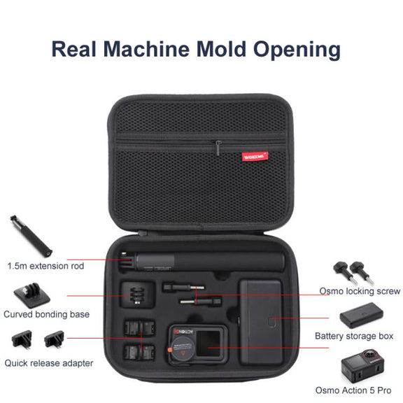 Carrying Case For DJI Action 5 Pro /Action 4 / Action 3 All-in-One Kit Durable Shoulder & Hand Carry Bag(Black)