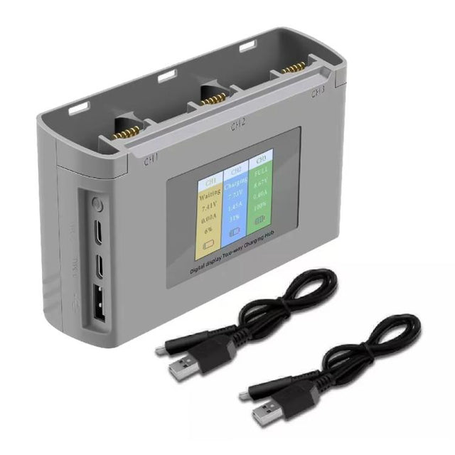 For DJI Mini 2 SE/Mini 2/Mini 4K YX 3-way Battery Charging Hub With Color Screen(Gray)