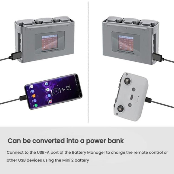 For DJI Mini 2 SE/Mini 2/Mini 4K YX 3-way Battery Charging Hub With Color Screen(Gray)