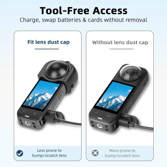 For Insta360 X5 Camera Flymile Lens Protective Cover Dustproof & Scratch-Resistant Anti-Fall Protector Cap(Blue)
