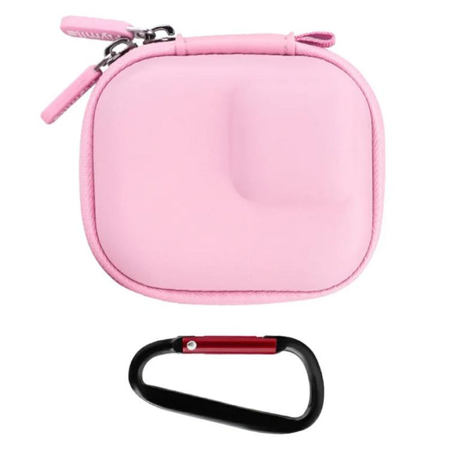 Flymile PU Mini Camera Case with Carabiner For Caged DJI Action 3/4/5 Pro/Insta360 Ace Pro 2/1/GoPro(Pink)