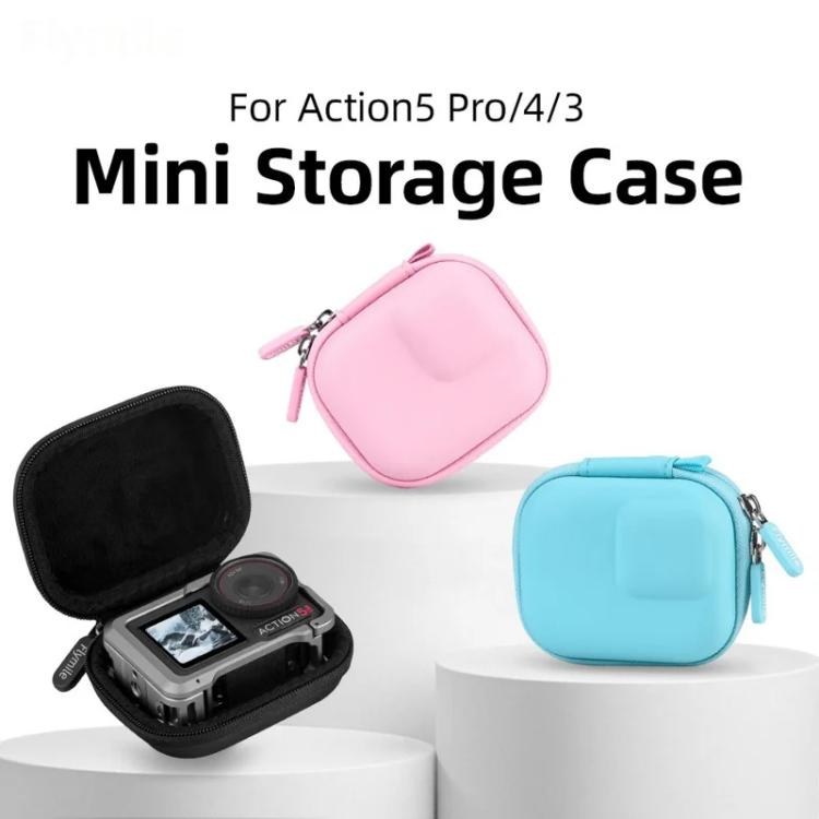 Flymile PU Mini Camera Case with Carabiner For Caged DJI Action 3/4/5 Pro/Insta360 Ace Pro 2/1/GoPro(Pink)