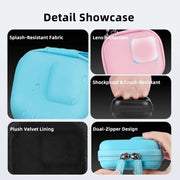Flymile PU Mini Camera Case with Carabiner For Caged DJI Action 3/4/5 Pro/Insta360 Ace Pro 2/1/GoPro(Blue)