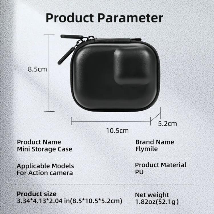 Flymile PU Mini Camera Case with Carabiner For Caged DJI Action 3/4/5 Pro/Insta360 Ace Pro 2/1/GoPro(Blue)