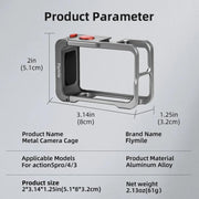 For DJI Osmo Action 5 Pro/4/3 Flymile Metal Protective Cage with Cold Shoe Mount(Metal Color)