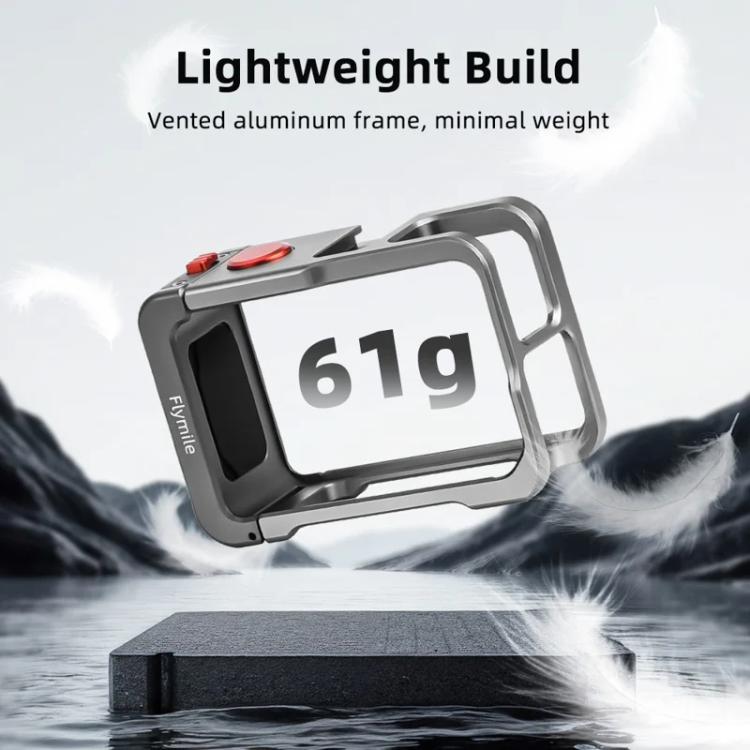 For DJI Osmo Action 5 Pro/4/3 Flymile Metal Protective Cage with Cold Shoe Mount(Metal Color)