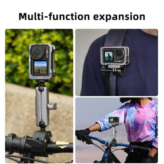 For DJI Osmo Action 5 Pro/4/3 Flymile Metal Protective Cage with Cold Shoe Mount(Metal Color)