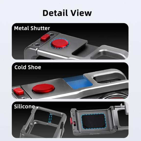 For DJI Osmo Action 5 Pro/4/3 Flymile Metal Protective Cage with Cold Shoe Mount(Metal Color)