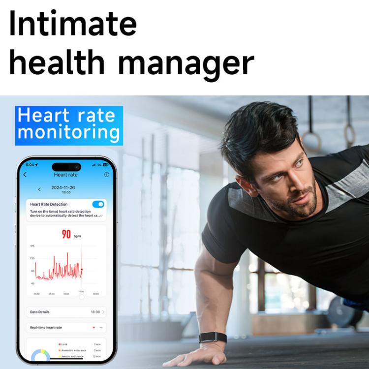 Dual PD Real-Time Heart Rate Blood Oxygen Real-Time Sleep Exercise Health Bracelet(Black)