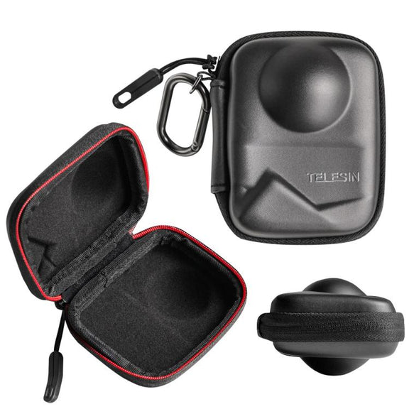 TELESIN Full-Coverage PU Carrying Case for DJI Osmo 360 Camera Protective Pouch with Carabiner Clip