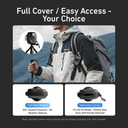 TELESIN Open Bottom PU Carrying Case for DJI Osmo 360 Camera Protective Pouch with Carabiner Clip