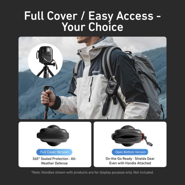 TELESIN Open Bottom PU Carrying Case for DJI Osmo 360 Camera Protective Pouch with Carabiner Clip