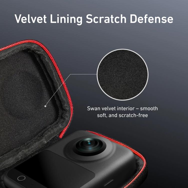 TELESIN Open Bottom PU Carrying Case for DJI Osmo 360 Camera Protective Pouch with Carabiner Clip