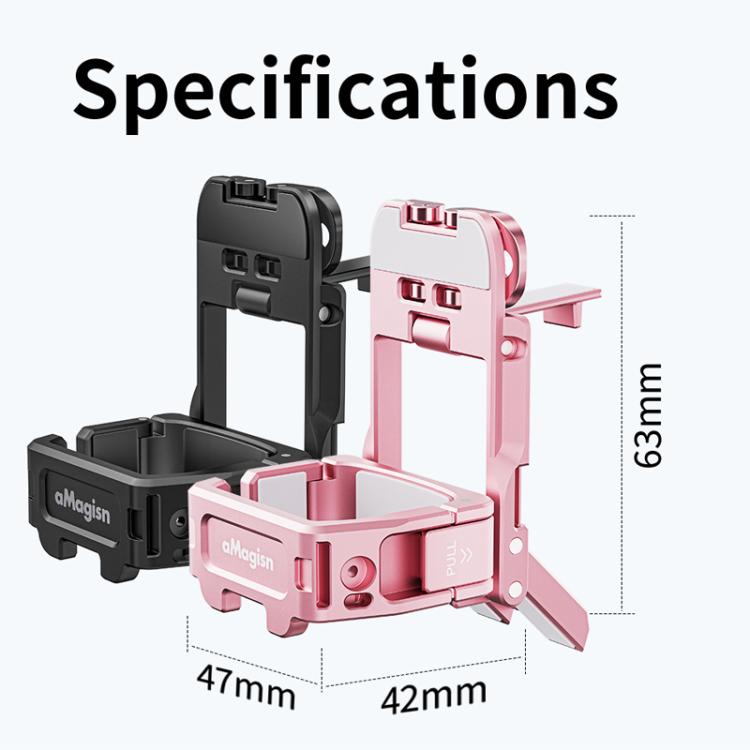 For DJI Pocket 3 aMagisn Mantis Extension Frame Magnetic Mount for Hands-Free Vlogging(Pink)