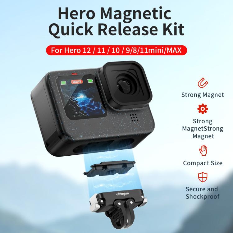 aMagisn Magnetic Quick Release Adapter for GoPro HERO13/12/11/10/9/8/11 Mini/MAX Separate Base Unit
