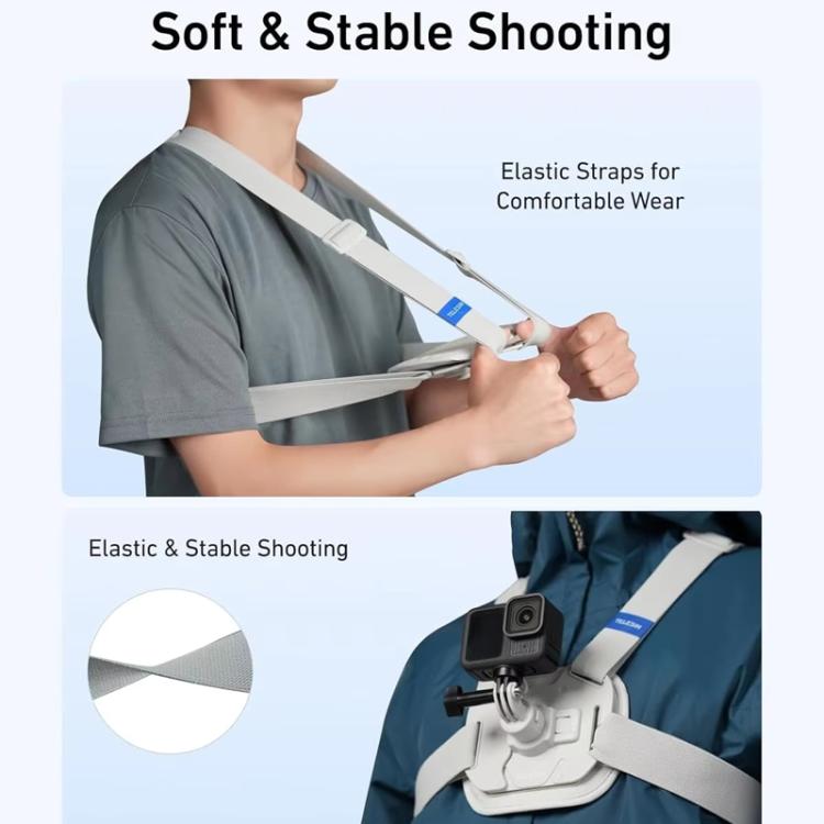 TELESIN S2-CGP-01GY Universal Action Camera Chest Belt Bracket Quick Release Chest Strap Mount(Gray)