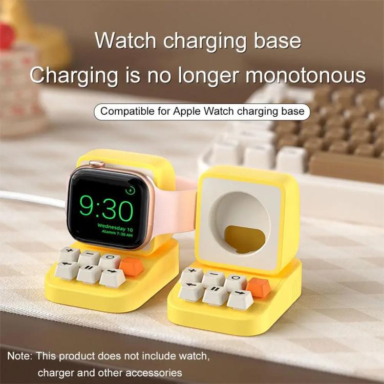 For Apple Watch Typewriter Style Stand Wireless Charging Silicone Base(Gray)