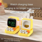 For Apple Watch Typewriter Style Stand Wireless Charging Silicone Base(Gray)