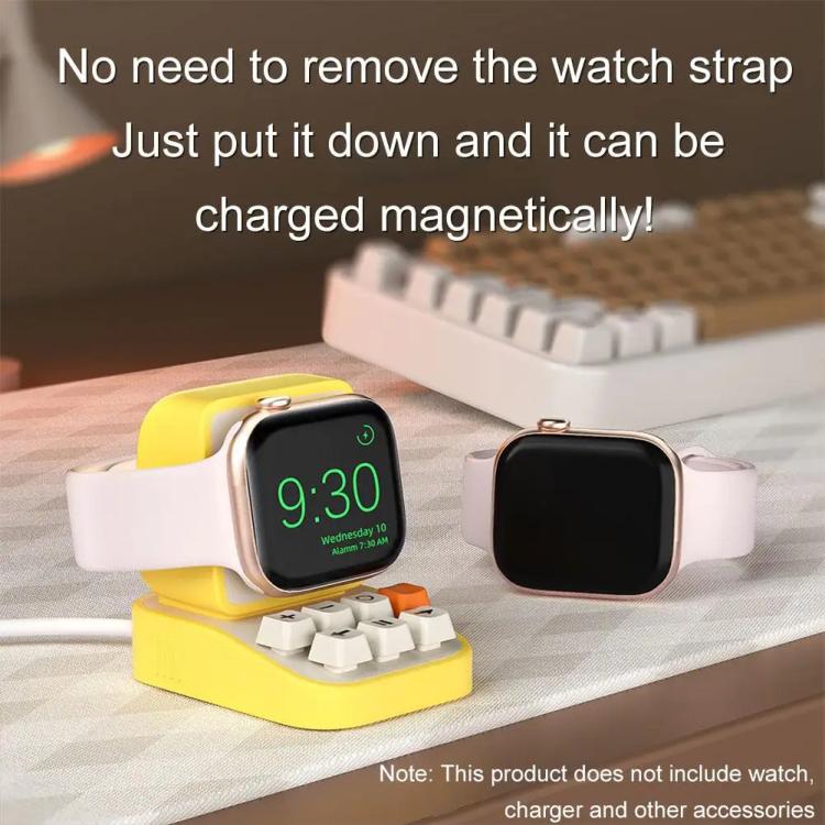 For Apple Watch Typewriter Style Stand Wireless Charging Silicone Base(Yellow)