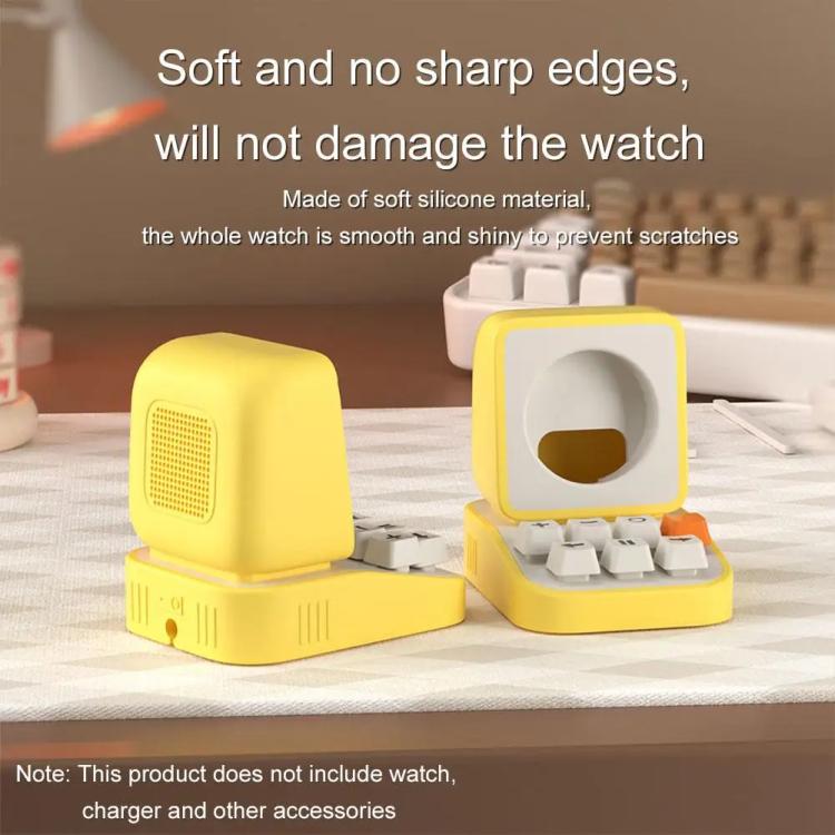 For Apple Watch Typewriter Style Stand Wireless Charging Silicone Base(Yellow)