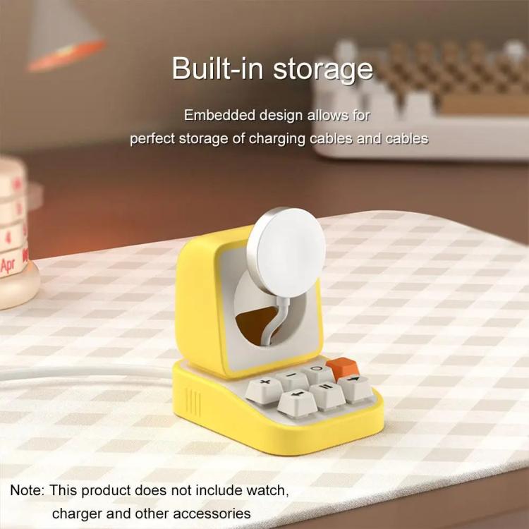 For Apple Watch Typewriter Style Stand Wireless Charging Silicone Base(Yellow)