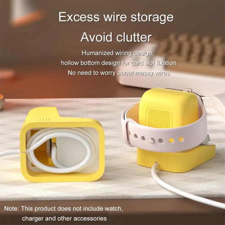 For Apple Watch Typewriter Style Stand Wireless Charging Silicone Base(Yellow)