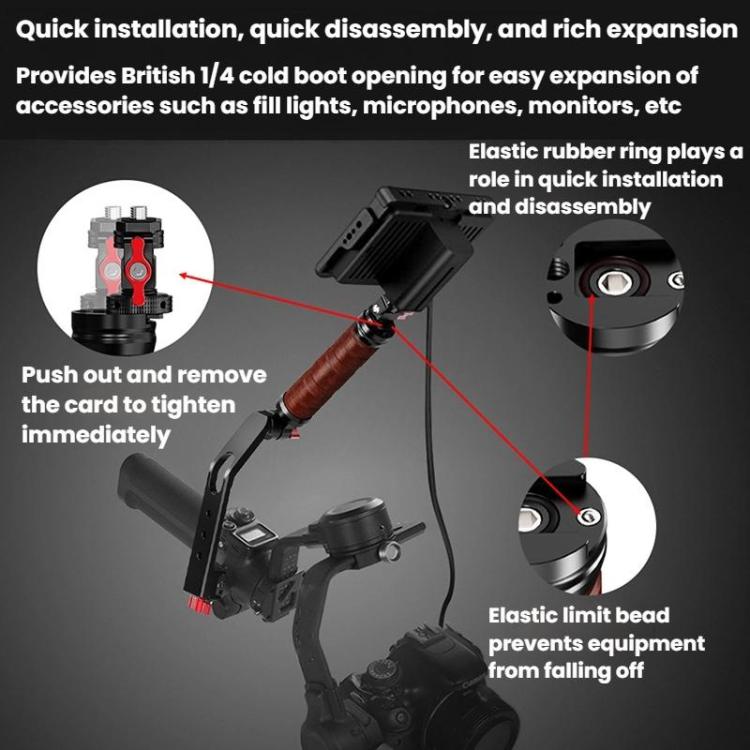 Gimbal Wooden Handle Chute Snail Gimbal Side Handle Grip,For DJI RS 4 Mini / 4 PRO / 3 / 3 Mini / 3 PRO / 2, Spec: With Chute And Snail Gimbal