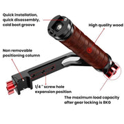 Gimbal Wooden Handle Chute Snail Gimbal Side Handle Grip,For DJI RS 4 Mini / 4 PRO / 3 / 3 Mini / 3 PRO / 2, Spec: With Chute