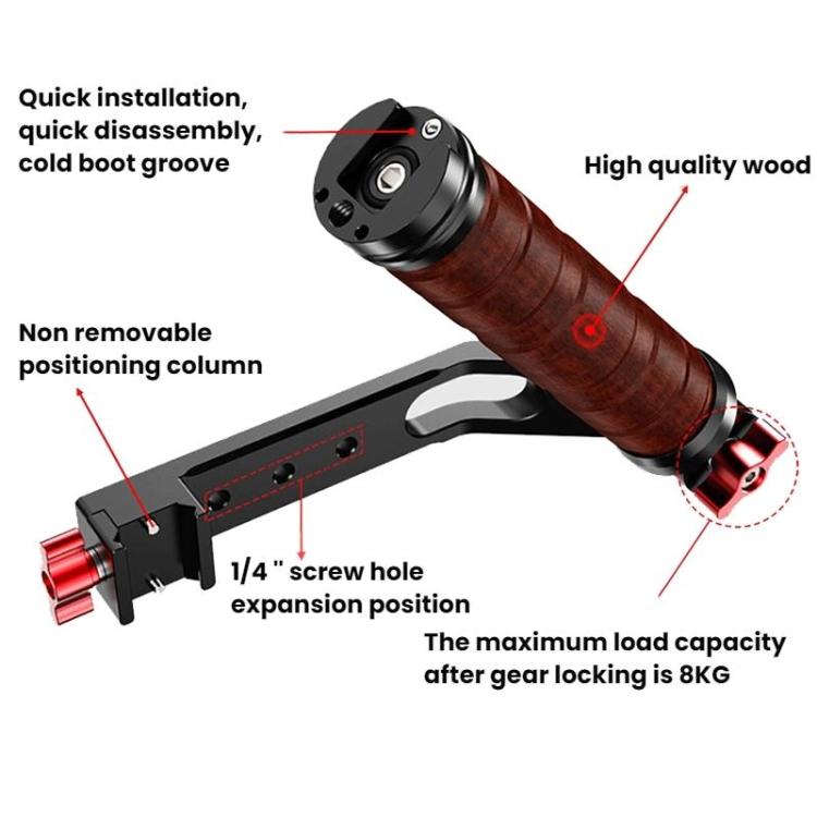 Gimbal Wooden Handle Chute Snail Gimbal Side Handle Grip,For DJI RS 4 Mini / 4 PRO / 3 / 3 Mini / 3 PRO / 2, Spec: With Chute