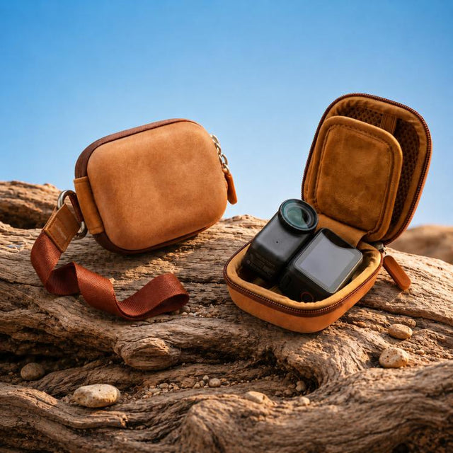AMagisn ChicLite Series Action Camera Mini Carrying Case For Insta360, DJI Osmo Action & GoPro Hero(Brown)