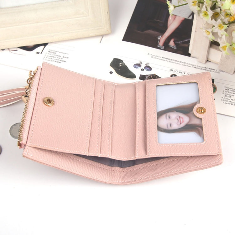 Lady Short Cross-Streaked Suzip Wallet(Pink)