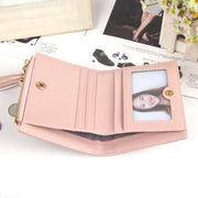 Lady Short Cross-Streaked Suzip Wallet(Pink)