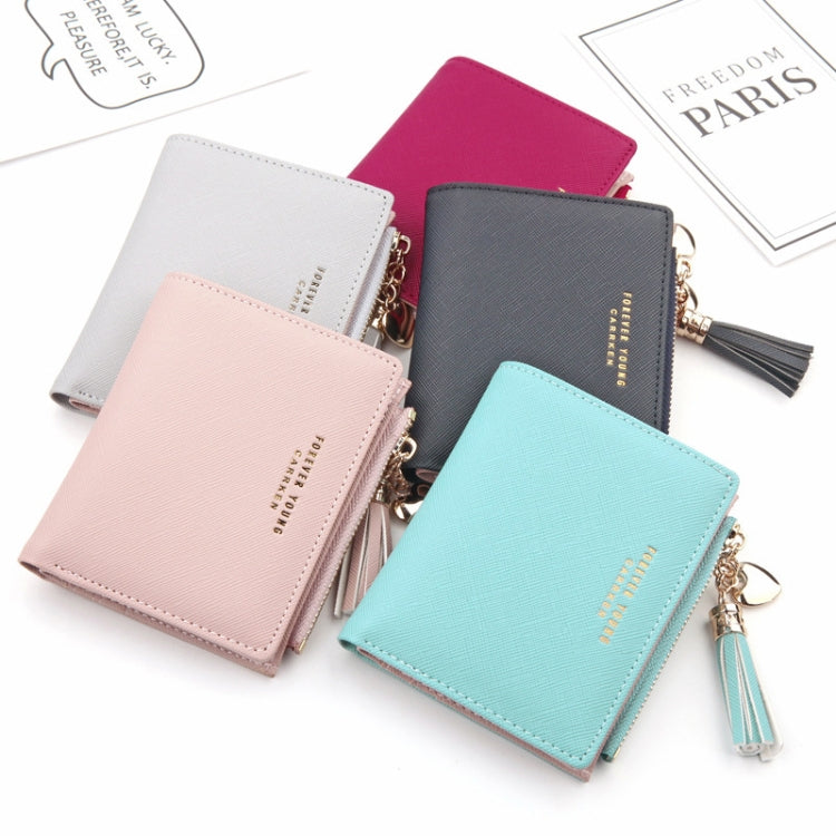 Lady Short Cross-Streaked Suzip Wallet(Pink)