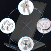 R2 10W Vertical Mobile Phone Wireless Charger Smart Fast Charge Charging Stand Desktop Stand(Black)