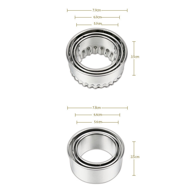 3 PCS Stainless Steel Round Dumplings Wrappers Molds Set Cutter Maker Tools(Circular)