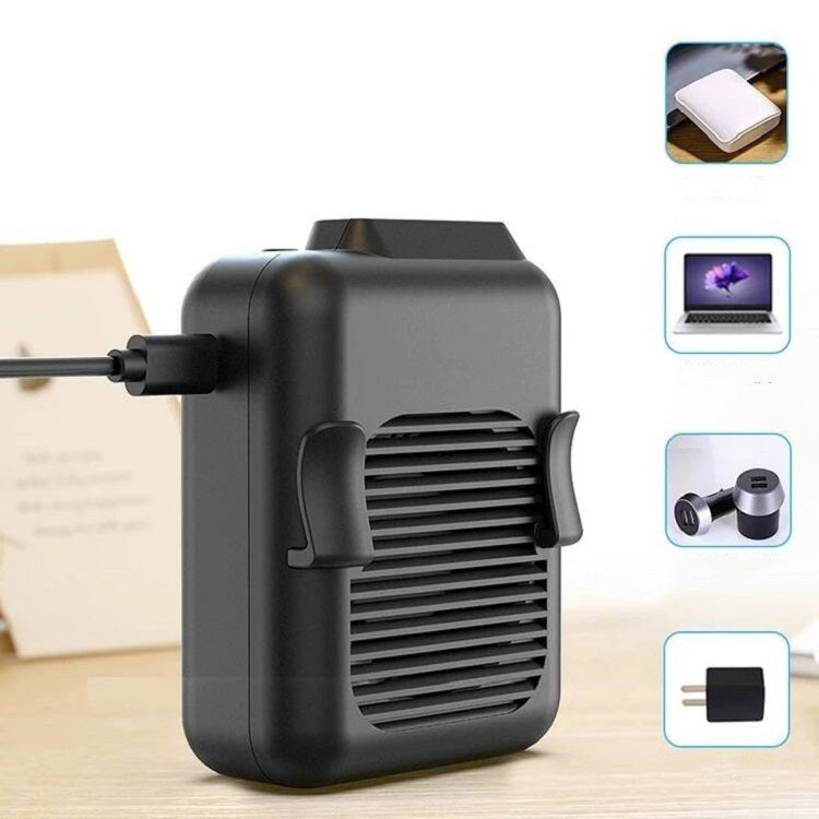 Mini Hanging Waist Fan USB Charging Leafless Portable Handheld Fan, Battery Capacity:6000mAh(Black)
