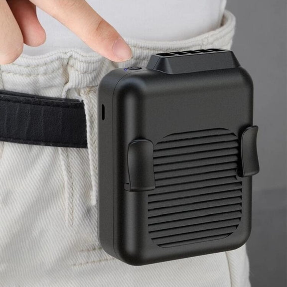 Mini Hanging Waist Fan USB Charging Leafless Portable Handheld Fan, Battery Capacity:6000mAh(Black)
