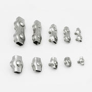 5 PCS 304 Stainless Steel Plate Single Clip Double Clamp Wire Rope Clamp, Specification:M3, Style:Double Clip