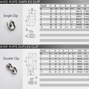 5 PCS 304 Stainless Steel Plate Single Clip Double Clamp Wire Rope Clamp, Specification:M3, Style:Double Clip