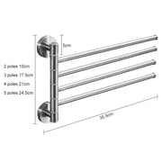 Stainless Steel Towel Bar Rotating Towel Rack Bathroom Kitchen Wall-mounted Towel Polished Rack Holder, Model:Brushed Five Poles