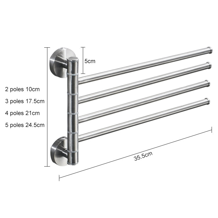 Stainless Steel Towel Bar Rotating Towel Rack Bathroom Kitchen Wall-mounted Towel Polished Rack Holder, Model:Brushed Five Poles