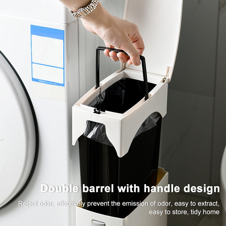 Bathroom Toilet Toilet Brush Integrated Pressing Open Lid Square Trash Can Set with Brush(Gray)