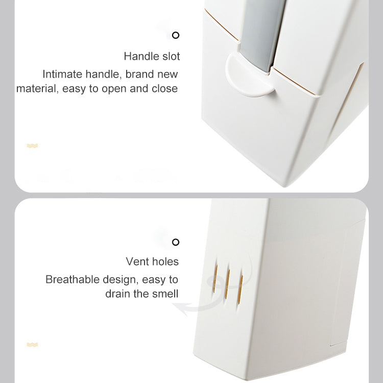 Bathroom Toilet Toilet Brush Integrated Pressing Open Lid Square Trash Can Set with Brush(Gray)